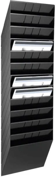 Fackssystem med 12 fack svart A4 liggande format FLEXIBOXX